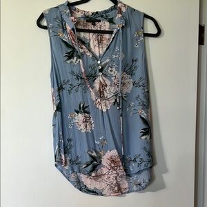 Staccato Sleeveless Floral Blouse - Blue and Pink